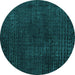 Round Abstract Turquoise Modern Rug, abs4401turq