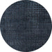 Round Machine Washable Abstract Dark Slate Gray Green Rug, wshabs4401