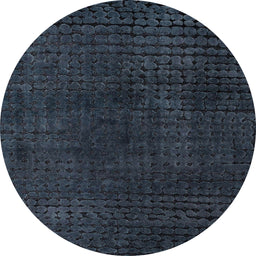 Round Abstract Dark Slate Gray Green Modern Rug, abs4401