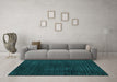 Machine Washable Abstract Turquoise Modern Area Rugs in a Living Room,, wshabs4401turq