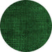 Round Abstract Green Modern Rug, abs4401grn