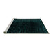 Sideview of Machine Washable Abstract Turquoise Modern Area Rugs, wshabs4402turq