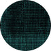 Round Machine Washable Abstract Turquoise Modern Area Rugs, wshabs4402turq