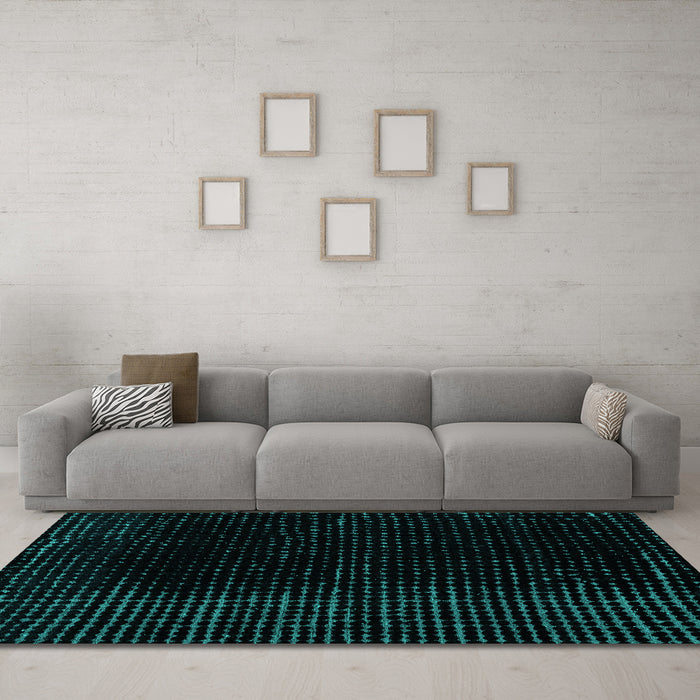 Machine Washable Abstract Turquoise Modern Area Rugs in a Living Room,, wshabs4402turq