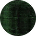 Round Machine Washable Abstract Emerald Green Modern Area Rugs, wshabs4402emgrn