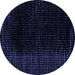 Round Abstract Blue Modern Rug, abs4402blu