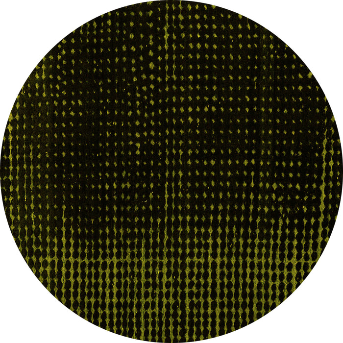 Round Abstract Yellow Modern Rug, abs4402yw