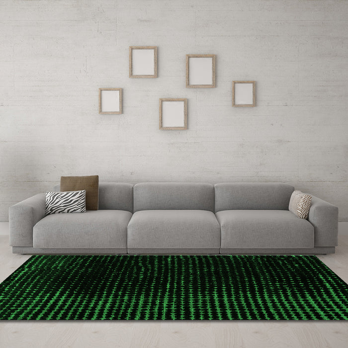 Machine Washable Abstract Green Modern Area Rugs in a Living Room,, wshabs4402grn