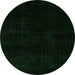 Round Machine Washable Abstract Green Modern Area Rugs, wshabs4403grn