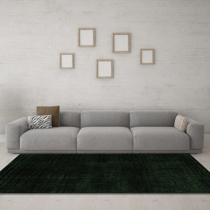 Machine Washable Abstract Emerald Green Modern Area Rugs in a Living Room,, wshabs4403emgrn