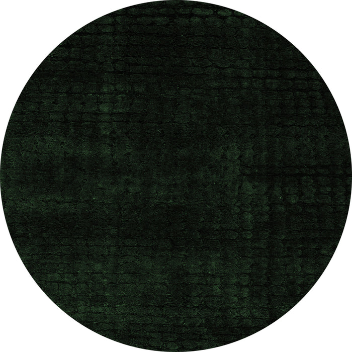 Round Machine Washable Abstract Emerald Green Modern Area Rugs, wshabs4403emgrn