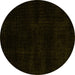 Round Abstract Yellow Modern Rug, abs4403yw