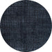 Round Machine Washable Abstract Dark Slate Gray Green Rug, wshabs4404