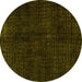 Round Machine Washable Abstract Yellow Modern Rug, wshabs4404yw