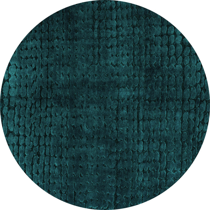 Round Machine Washable Abstract Turquoise Modern Area Rugs, wshabs4404turq