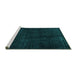 Sideview of Machine Washable Abstract Turquoise Modern Area Rugs, wshabs4404turq