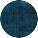 Round Abstract Light Blue Modern Rug, abs4404lblu