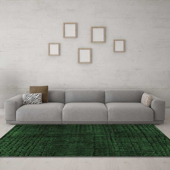 Machine Washable Abstract Emerald Green Modern Area Rugs in a Living Room,, wshabs4404emgrn