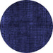 Round Machine Washable Abstract Blue Modern Rug, wshabs4404blu