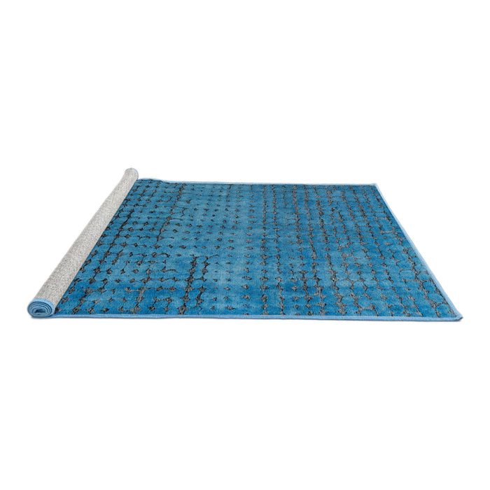 Sideview of Machine Washable Abstract Blue Rug, wshabs4405