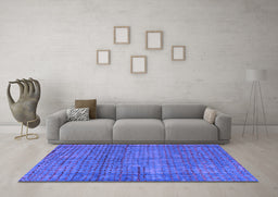 Machine Washable Abstract Purple Modern Area Rugs in a Living Room, wshabs4405pur