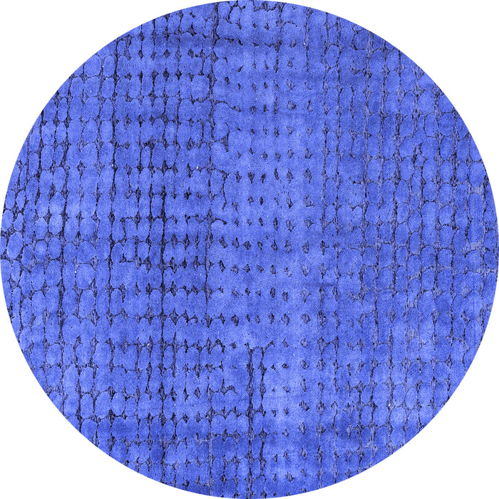 Round Abstract Blue Modern Rug, abs4405blu