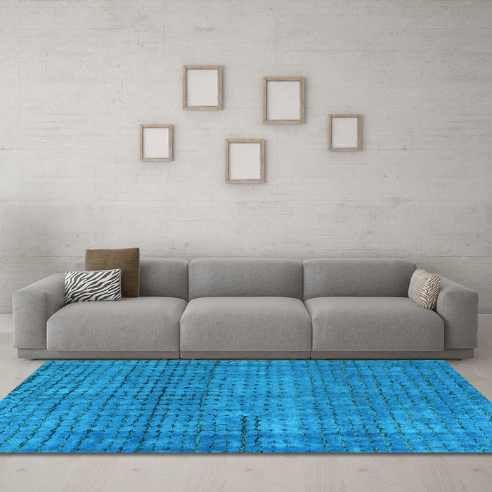 Machine Washable Abstract Light Blue Modern Rug in a Living Room, wshabs4405lblu