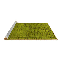 Sideview of Machine Washable Abstract Yellow Modern Rug, wshabs4405yw