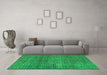 Machine Washable Abstract Green Modern Area Rugs in a Living Room,, wshabs4405grn