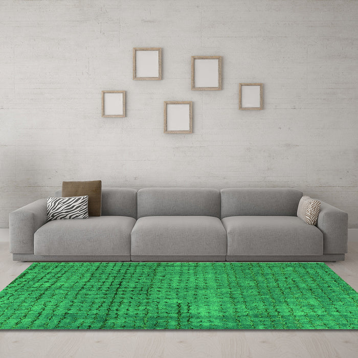 Machine Washable Abstract Green Modern Area Rugs in a Living Room,, wshabs4405grn