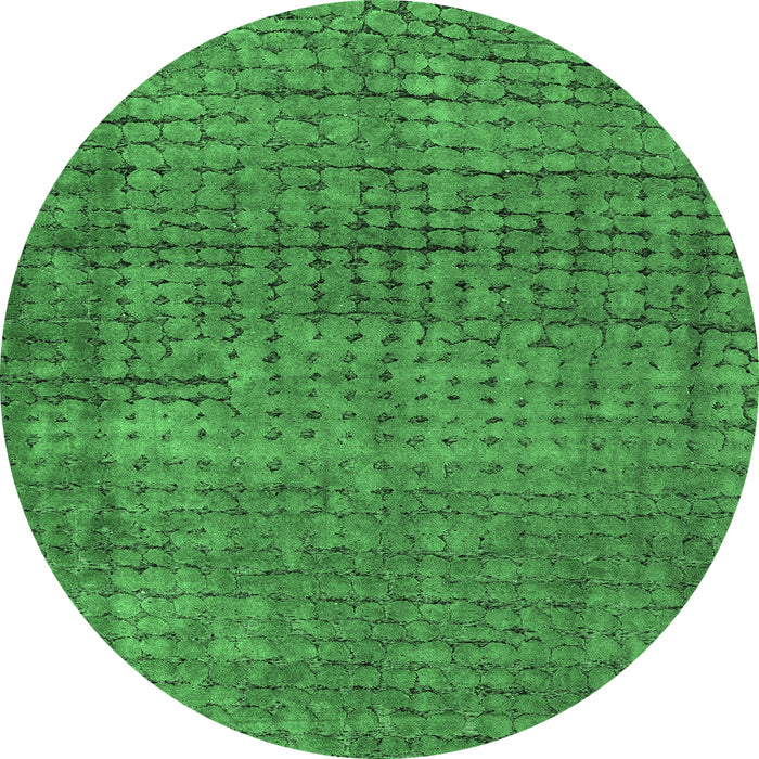 Round Abstract Emerald Green Modern Rug, abs4405emgrn