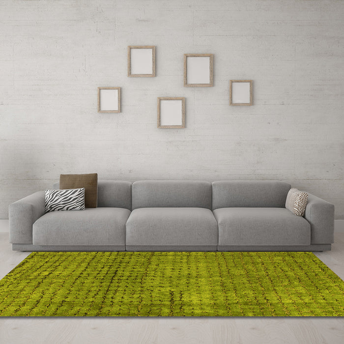 Machine Washable Abstract Yellow Modern Rug in a Living Room, wshabs4405yw