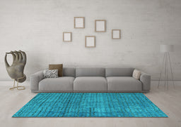 Machine Washable Abstract Turquoise Modern Area Rugs in a Living Room,, wshabs4405turq