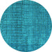 Round Abstract Turquoise Modern Rug, abs4405turq