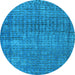 Round Abstract Light Blue Modern Rug, abs4405lblu