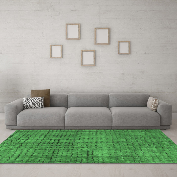 Machine Washable Abstract Emerald Green Modern Area Rugs in a Living Room,, wshabs4405emgrn