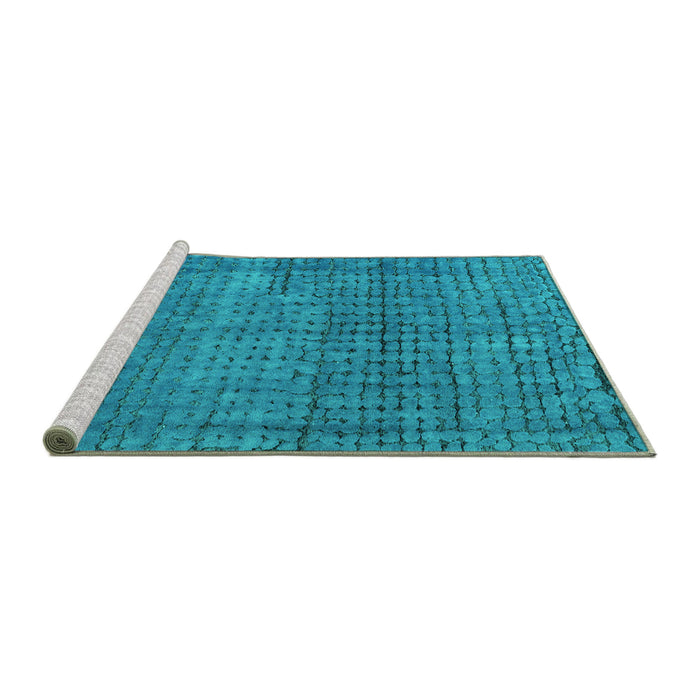 Sideview of Machine Washable Abstract Turquoise Modern Area Rugs, wshabs4405turq