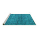 Sideview of Machine Washable Abstract Turquoise Modern Area Rugs, wshabs4405turq