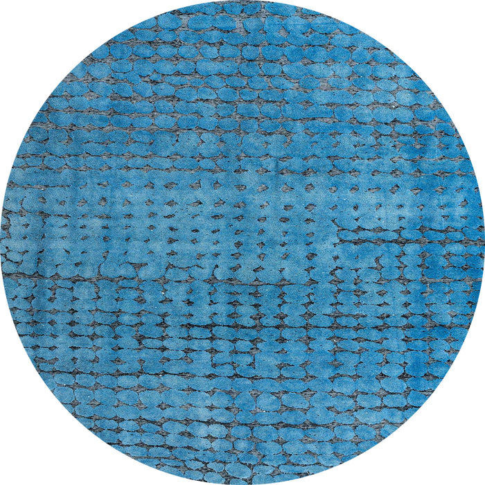 Round Abstract Blue Modern Rug, abs4405
