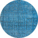 Round Abstract Blue Modern Rug, abs4405