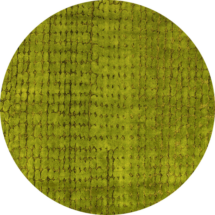Round Abstract Yellow Modern Rug, abs4405yw
