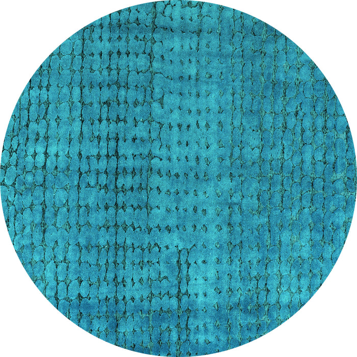Round Machine Washable Abstract Turquoise Modern Area Rugs, wshabs4405turq