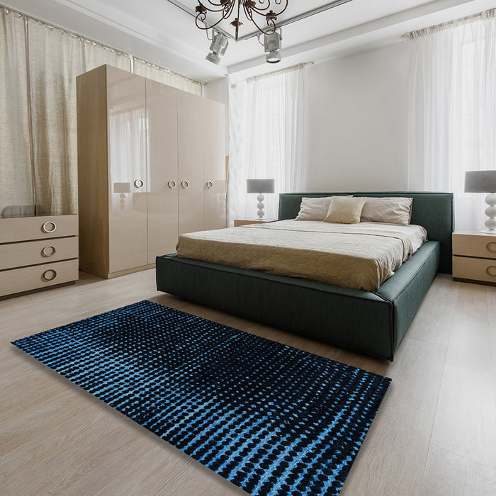 Machine Washable Abstract Black Rug in a Bedroom, wshabs4406