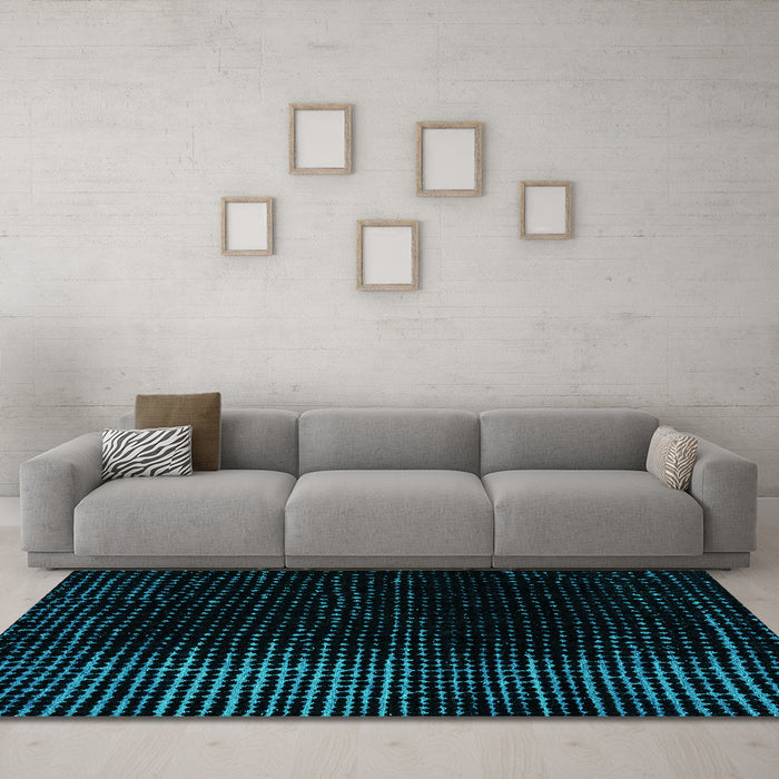 Machine Washable Abstract Turquoise Modern Area Rugs in a Living Room,, wshabs4406turq