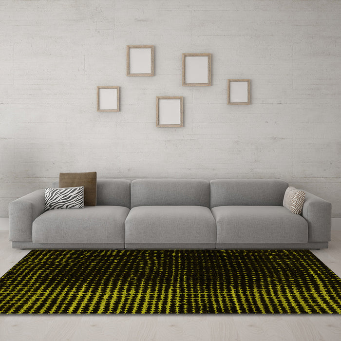 Machine Washable Abstract Yellow Modern Rug in a Living Room, wshabs4406yw