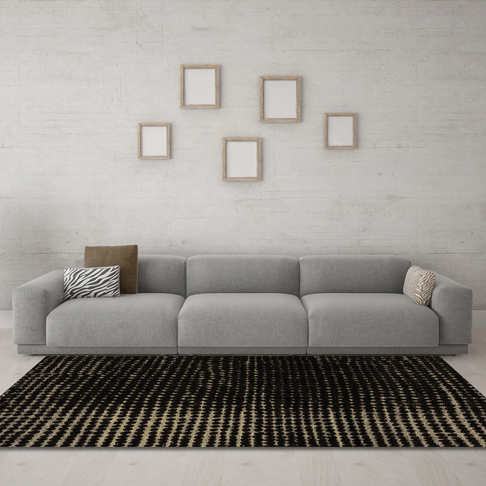 Machine Washable Abstract Brown Modern Rug in a Living Room,, wshabs4406brn
