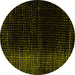 Round Abstract Yellow Modern Rug, abs4406yw