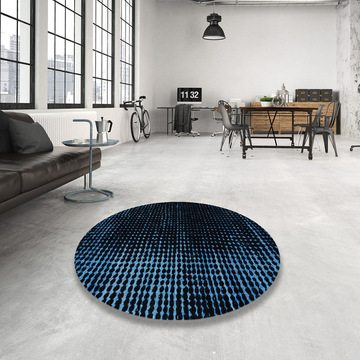 Round Abstract Black Modern Rug in a Office, abs4406