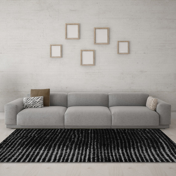 Machine Washable Abstract Gray Modern Rug in a Living Room,, wshabs4406gry