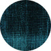 Round Abstract Turquoise Modern Rug, abs4406turq